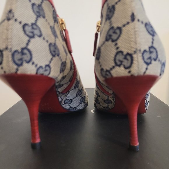 9.5 GUCCI*VERY RARE*GG MONOGRAM D RING*ZIPPERED*STILETTO*POINTED TOE* - Picture 15 of 15